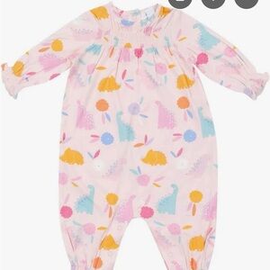 Angel Dear Baby Girls Pink Dino Print One-Piece Romper